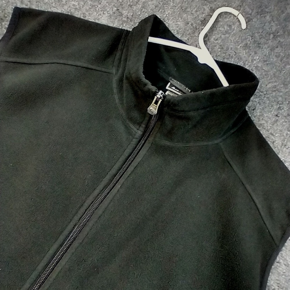 REI Mens XXL Black Fleece Full Zip Vest Outdoor Layering 786853‎ 11-M-11574-F09